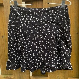 Black Skirt with White Floral Pattern